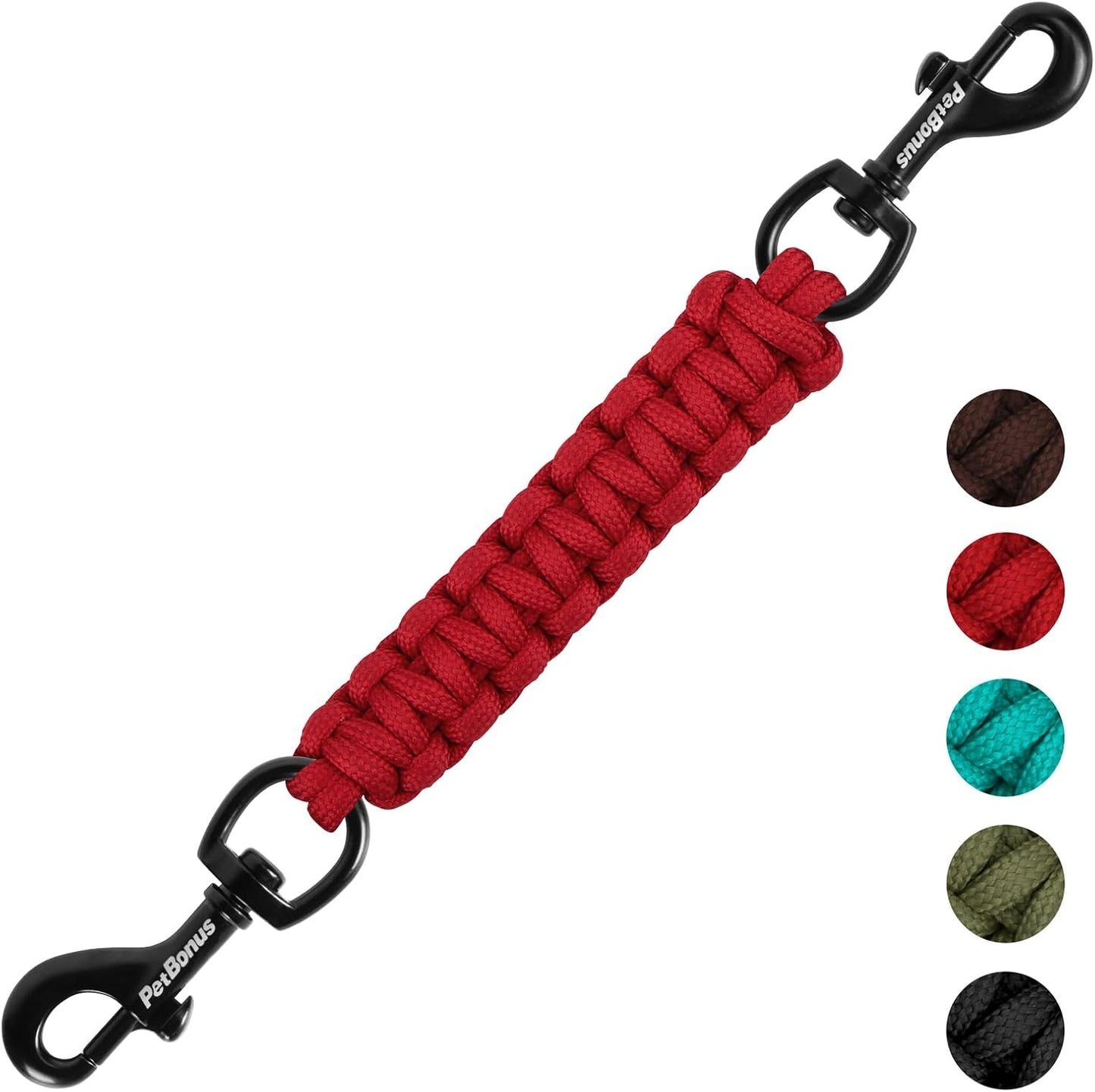 PetBonus Heavy Duty Tactical Dog Leash, 5 FT Bungee Shock Absorption Leash and Dog Collar Safety Clip