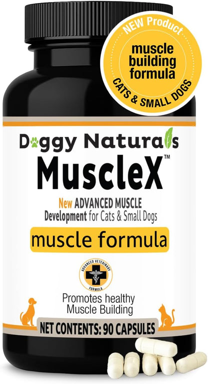 MuscleX™ Canine Muscle Formula Cats & Small Dogs with 300 mg CaHMB & Vitamin D3 - Natural Muscl Building formula - Helps Reduce Muscle Loss Due to Normal Aging & Improves Recovery from Injury(90 Caps)