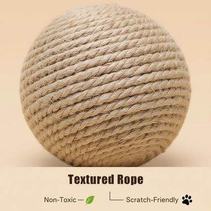 3.94 inch Sisal Ball Cat Toy for Teething and Play, Crinkle Sound Interactive Toys for Self-Entertainment and Boredom Relief for Cats