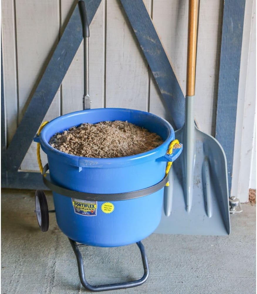 EASY-UP Muck Tub Wheeler | Haul Horse Manure or Feed| Holds 70 Quart Bucket | Lightweight and Durable | Use at Barn or Show Events