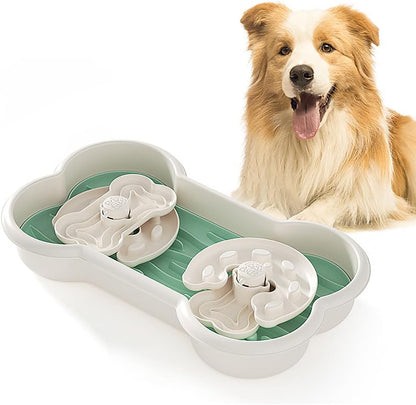 Slow Feeder Dog Bowl for Large Dogs with Non-Slip Base - Adjustable Speed Design, Removable Puzzle Inserts & Dishwasher Safe, Green