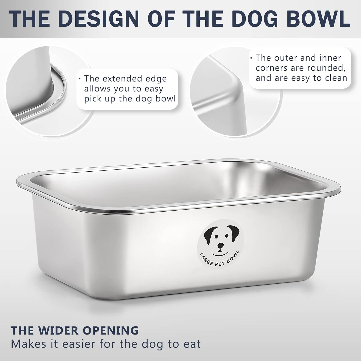 Stainless Steel Dog Bowls for Large Dogs, High Capacity Metal Dog Food Bowls, Food and Water Bowl for Larges, X-Large, and Big Dogs 1.25 Gallons