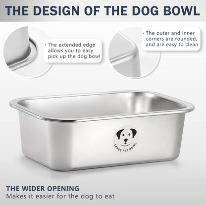 Stainless Steel Dog Bowls for Large Dogs, High Capacity Metal Dog Food Bowls, Food and Water Bowl for Larges, X-Large, and Big Dogs 1.25 Gallons
