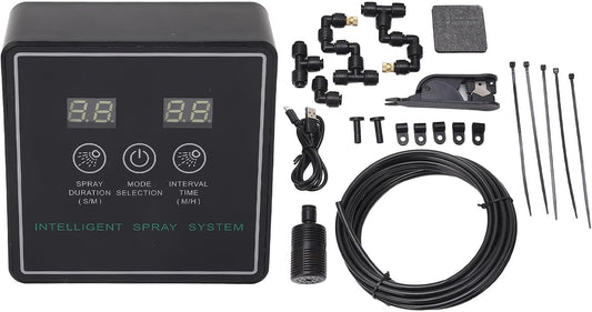 Reptile Fogger Smart Spray System, Automatic Timing Humidifier with 360 Degree Adjustable Misting Nozzles, High Density Spray for Terrarium, Intelligent Timing Cycle Spraying for R