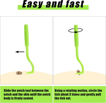 BOXOB 2pcs Tick Removal Tool, 2 Sizes Safe & Easy Plastic Remover Kit Painless Tick Puller Twister Tweezers for Dogs Cats Horses and Humans