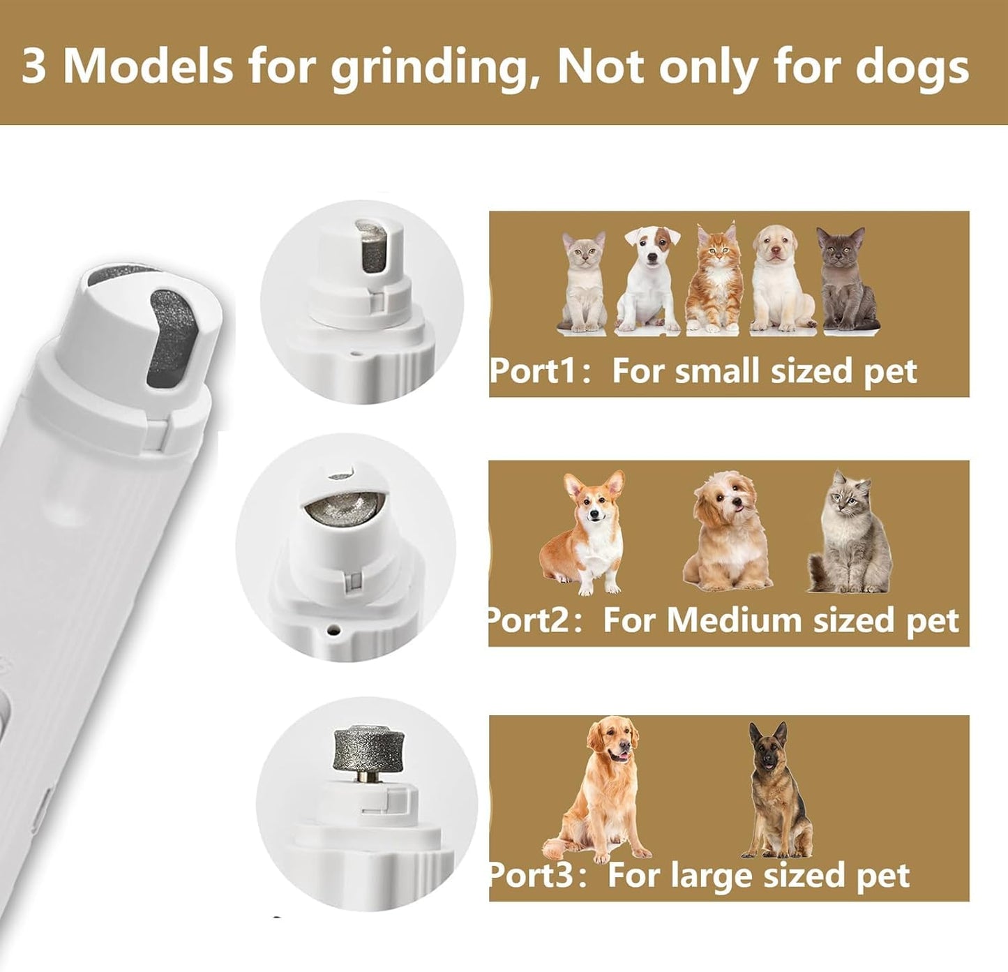 Dog Nail Clippers with LED Lights Low Noise Dog Nail Grinder with 3 Grinding Port for Large Medium Small Cats Dogs Pet Nail Trimmer Cutters Rechargeable Cat Nail Clippers