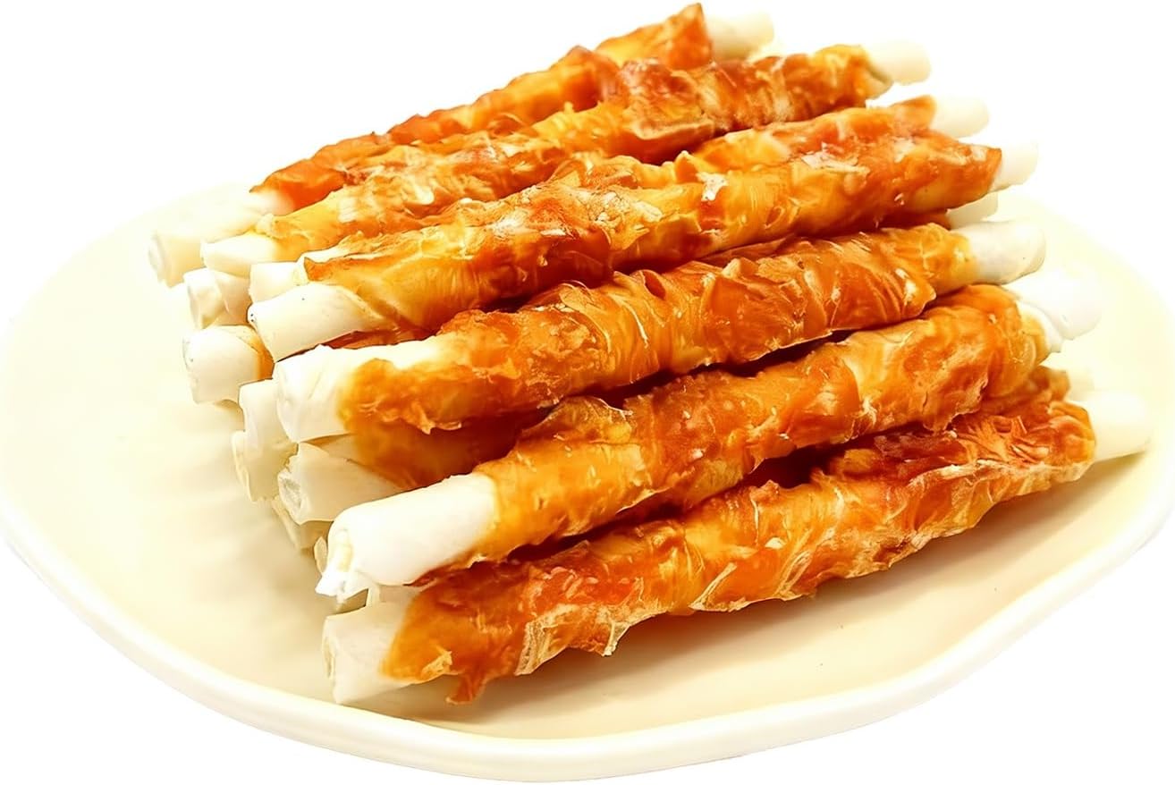 Dog Treats - Chicken Wrapped Rawhide Sticks for Dogs - 5 Inch Natural Dog Chews, High Protein & Low Fat Treats for Small to Large Dogs, Promotes Dental Health - 10.6 oz