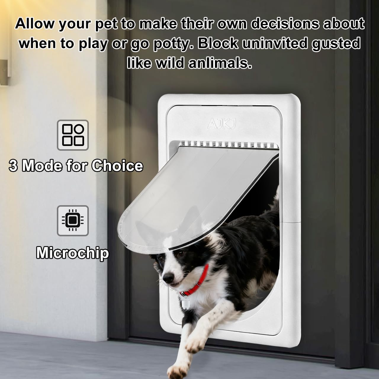 Smart Electronic Pet Door, Automatic Dog Door with 3 Modes, Battery Powered Electronic Sensor Pet Door with 1 Sensing Key, Fit for Large Pets Up to 85lbs. (New Upgraded) - Large Size