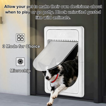 Smart Electronic Pet Door, Automatic Dog Door with 3 Modes, Battery Powered Electronic Sensor Pet Door with 1 Sensing Key, Fit for Large Pets Up to 85lbs. (New Upgraded) - Large Size