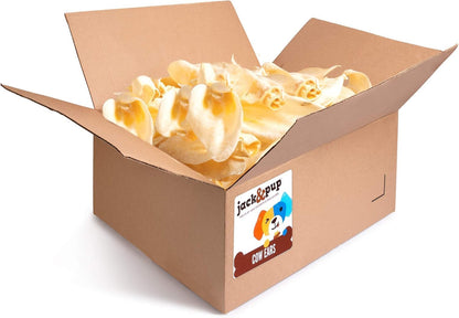 Jack&Pup Natural Cow Ears for Dogs - Cow Ear Dog Treats, Thick Cut, Single Ingredient, High Protein, Pig Ear Alternative Dog Treats - Cow Ears for Small and Large Dogs (80 Pack)