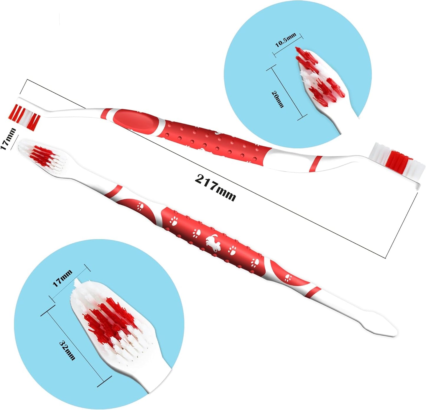 Dog Toothbrush pet Toothbrushes Finger Toothbrush Small to Large Dogs with Soft Bristles Non Slip Dual Head (8 pcs Dual Head + 4 pcs Finger Tooth Brush)