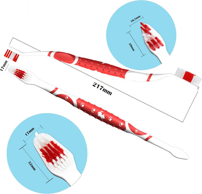 Dog Toothbrush pet Toothbrushes Finger Toothbrush Small to Large Dogs with Soft Bristles Non Slip Dual Head (8 pcs Dual Head + 4 pcs Finger Tooth Brush)