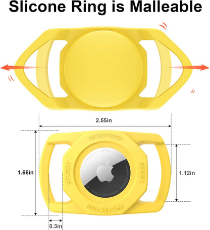 SANKALA Airtag Dog Collar Holder, [1 Pack] Waterproof Airtag Case for Dog Collar, TPU & Silicone Full Body Covered Anti-Lost Apple Air Tag Collar Holder Protective Airtag Case for Pet Collar, Yellow