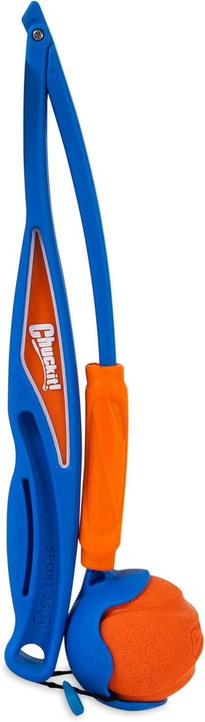 Chuckit! Fetch & Fold 25M Dog Ball Launcher, 25" Length, Includes Medium Ball (2.5") For Dogs 20-60 Pounds