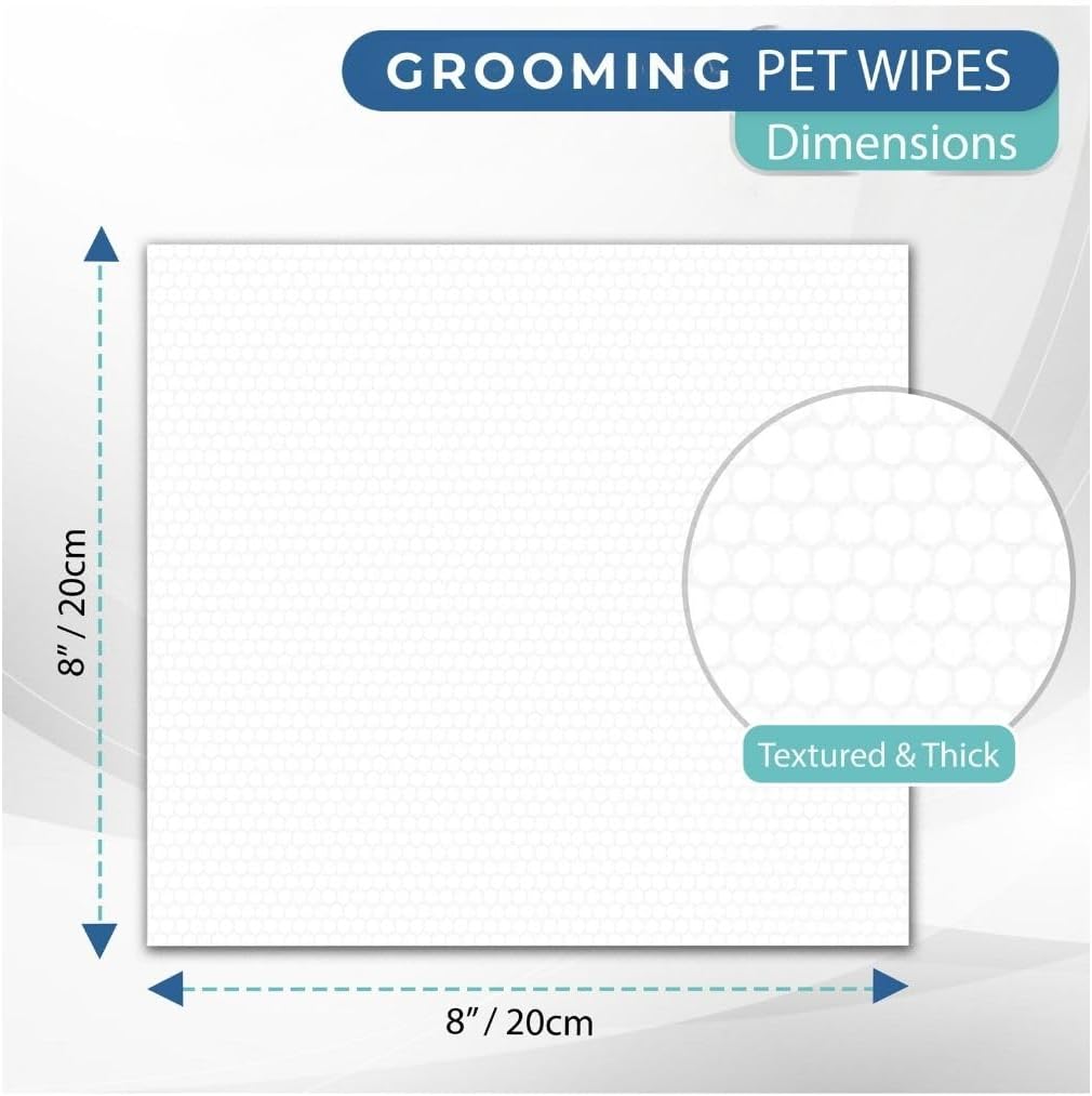 Pet Grooming Wipes for Dogs & Cats, 8” x 8” Plant-Based, Wipes for Cleaning & Deodorizing, Suitable for Pets Body Like Face, Paws, Belly, and Butt, Unscented - 400 Count