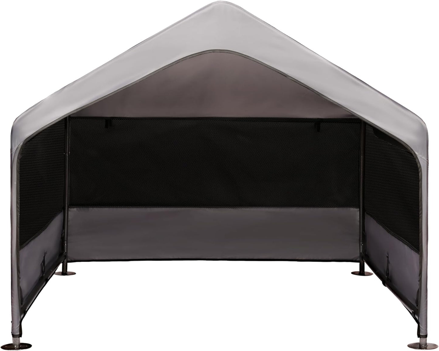 Summertrail Extra Large Dog House Outside, Dog Tent Outdoor, Big Dog Shade Shelter Doghouse Canopy with Three-Sided Breathable Mesh Windows, Gray Sun Rain Cover for Pet Cat Livestock 4'x 4'x 3.3'