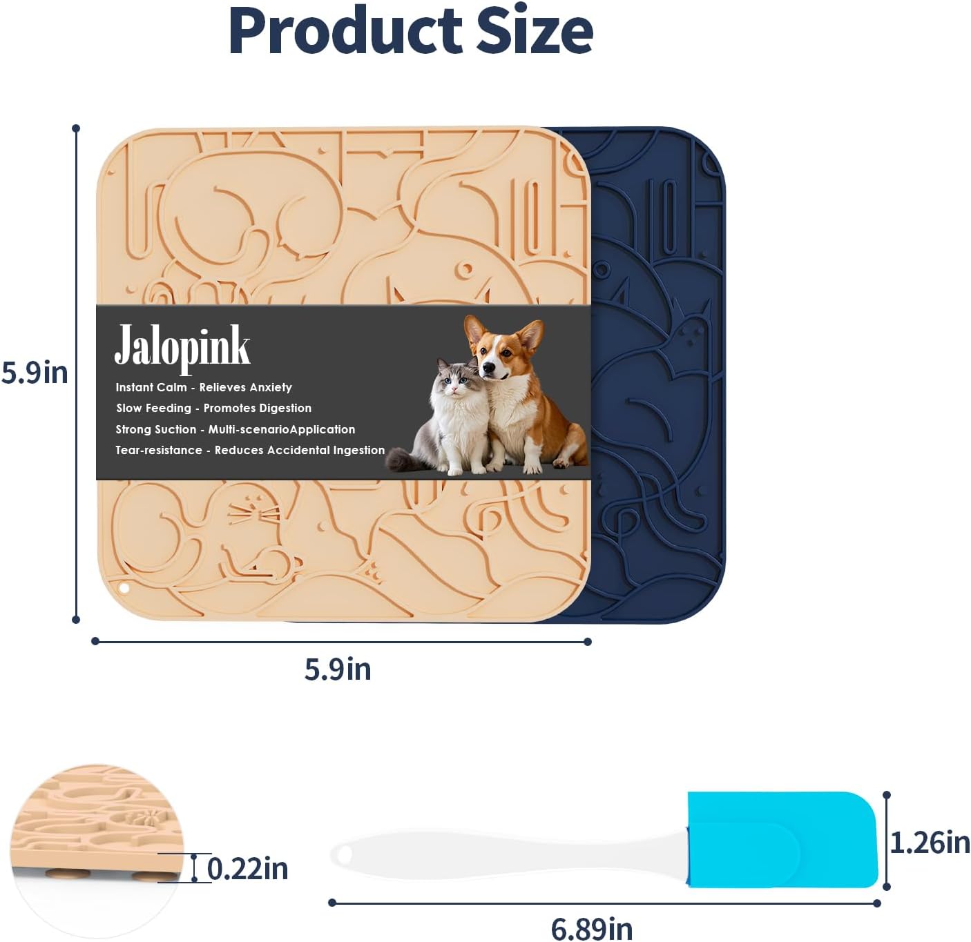 Lick Mat for Dogs & Cats,Dog Lick Mat with Suction Cups for Anxiety Relief, Slow Feeder Dog Licking mat, Puppy Lick mat for Bath Time, Grooming & Training 2 Pack