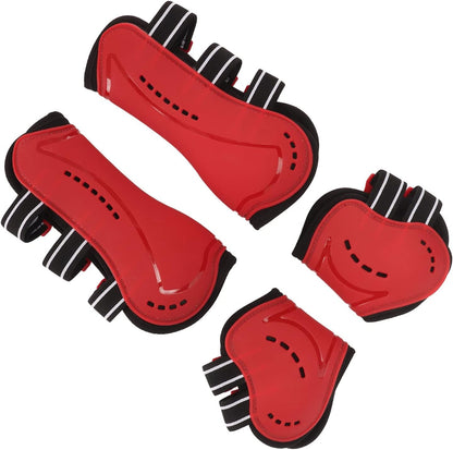 Fetlock Horse Boots, Lightweight Breathable Horse Hind Leg Boots, Jacquard Elastic Band with Anti Slip Technology, Wearproof Fetlock Boots for Show Jumping and Training, Red