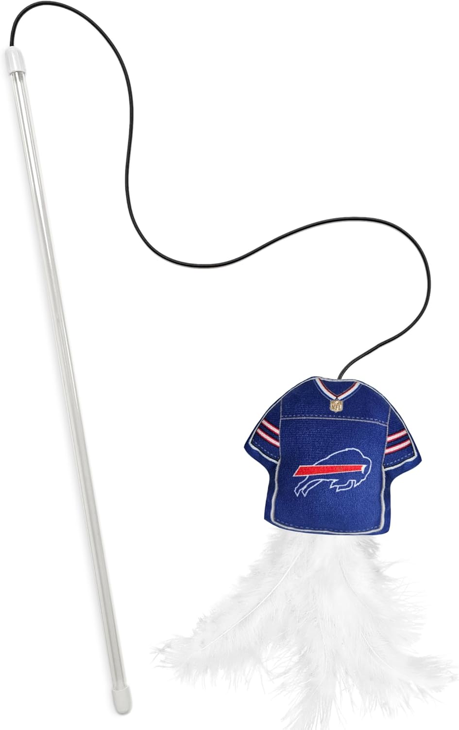 NFL Buffalo Bills Cat Toy Wand with Catnip - Team Jersey Shaped Plush Teaser Toy for Cats & Kittens - Interactive Pet Toy for Play & Exercise