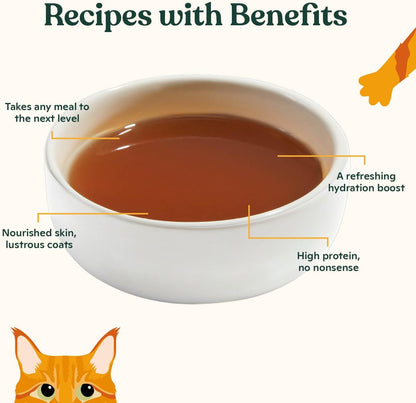 Made by Nacho Bone Broth Cat Food Topper for Hydration and Picky Eaters - Add Protein and Flavor to Your Dry Cat Food – Supports Optimal Nutrition, Digestion, Skin & Coat, 11 oz. (Pack of 4), Beef