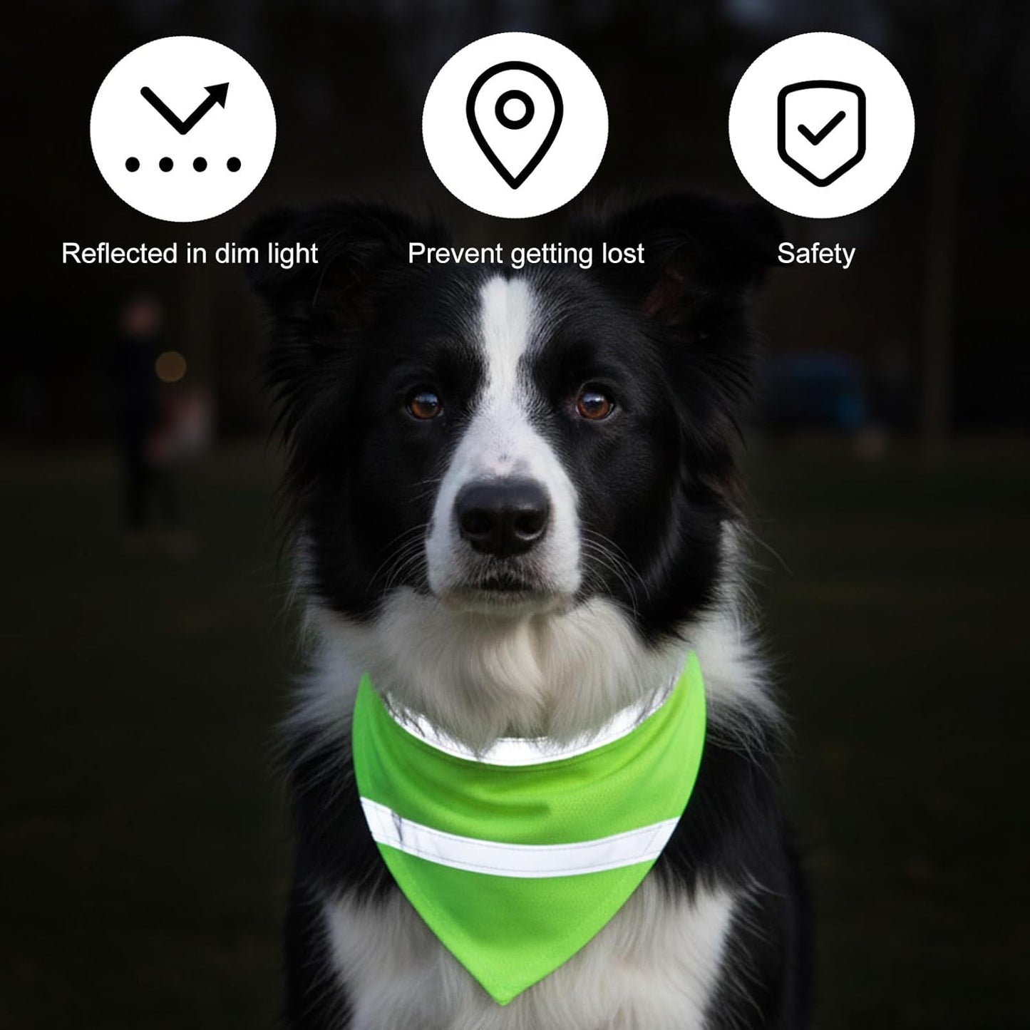 Dog Reflective Bandanas, 2 Pieces Orange Green High Visibility Bandana for Dogs Adjustable Triangle Bib Safety Reflective Dog Scarf for Small Medium Large Pets Dogs Cats Outdoor Walking Camping