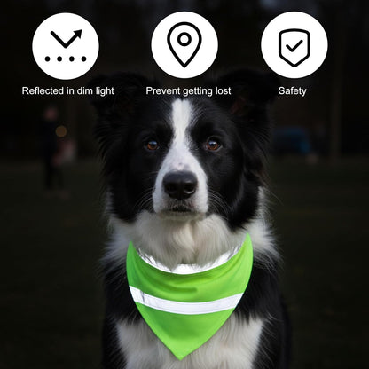 Dog Reflective Bandanas, 2 Pieces Orange Green High Visibility Bandana for Dogs Adjustable Triangle Bib Safety Reflective Dog Scarf for Small Medium Large Pets Dogs Cats Outdoor Walking Camping