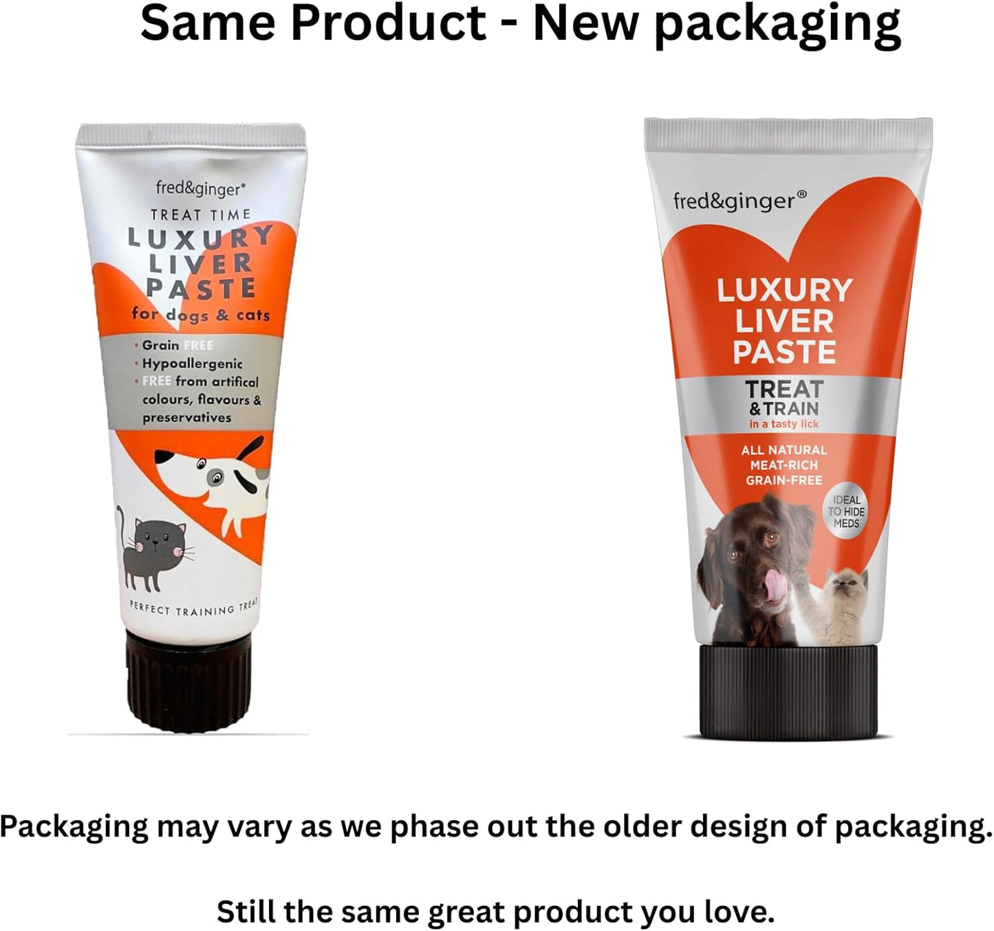 Fred & Ginger Liver Paste Tubes for Dogs and Cats 75g [Pack of 3] Grain Free, Hypoallergenic Luxury Liver Pate Ideal Training Aid, Medication Administering
