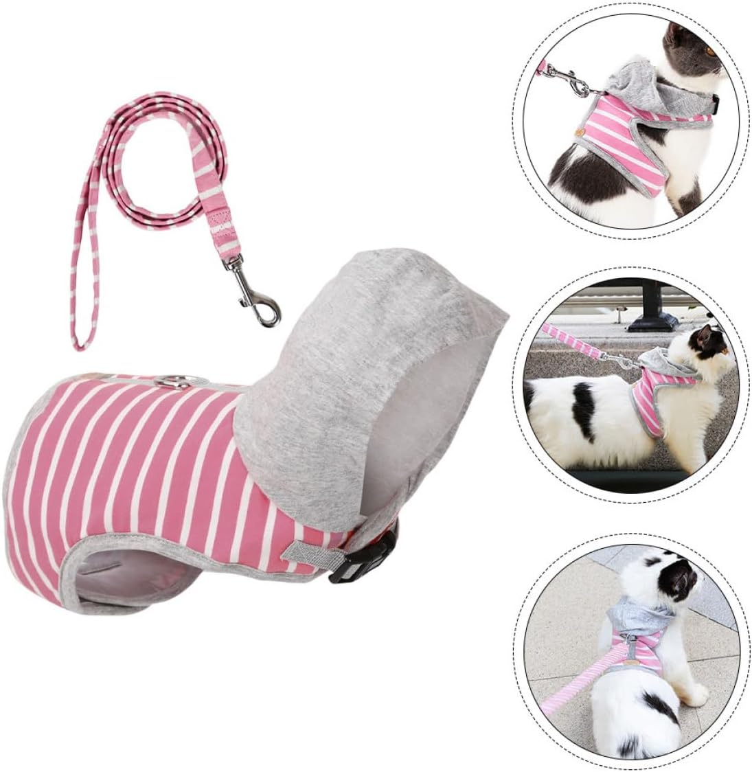 Cat Harness and Leash Set No-Pull Breathable Pink Vest Harness S Size Chest Strap for Walking Small Cats Pet Supplies
