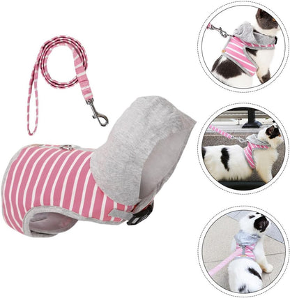 Cat Harness and Leash Set No-Pull Breathable Pink Vest Harness S Size Chest Strap for Walking Small Cats Pet Supplies