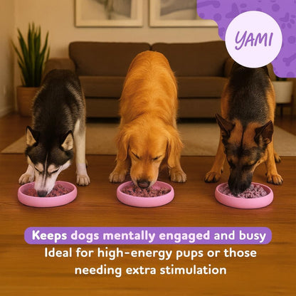 YAMI Bowl Lick Mat for Dogs & Cats, Slow Feeder Bowls, Cat Slow Feeder, Dog Enrichment Toys with Suction Cup for Anxiety Relief, Food-Grade Silicone, Dishwasher Fit, for All Breed (Light Pink)