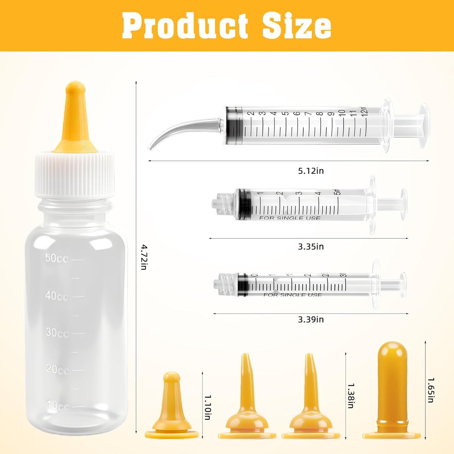 Zkptops Kitten Bottle Feeding Kit with Silicone Nipples Syringe Milk Replacement Feeding Tools for Newborn Kittens Puppies Rabbits Small Animals Pet Nursing Kit with Feeding Supplies Cleaning Brushes