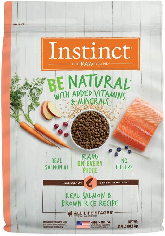 Instinct Be Natural, Natural Dry Dog Food, Raw Coated Kibble - Real Salmon & Brown Rice, 24 lb. Bag
