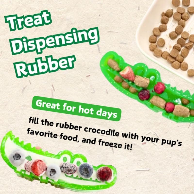 Slow-Feed Chew & Fetch Crocodile Dog Toy, Dogs Slow Feeder Puzzle, reat Dispensing Dog Toys Promotes Slow Eating, Reduces Stress,Perfect for Fetch,Chewing & Training (Small+Large)