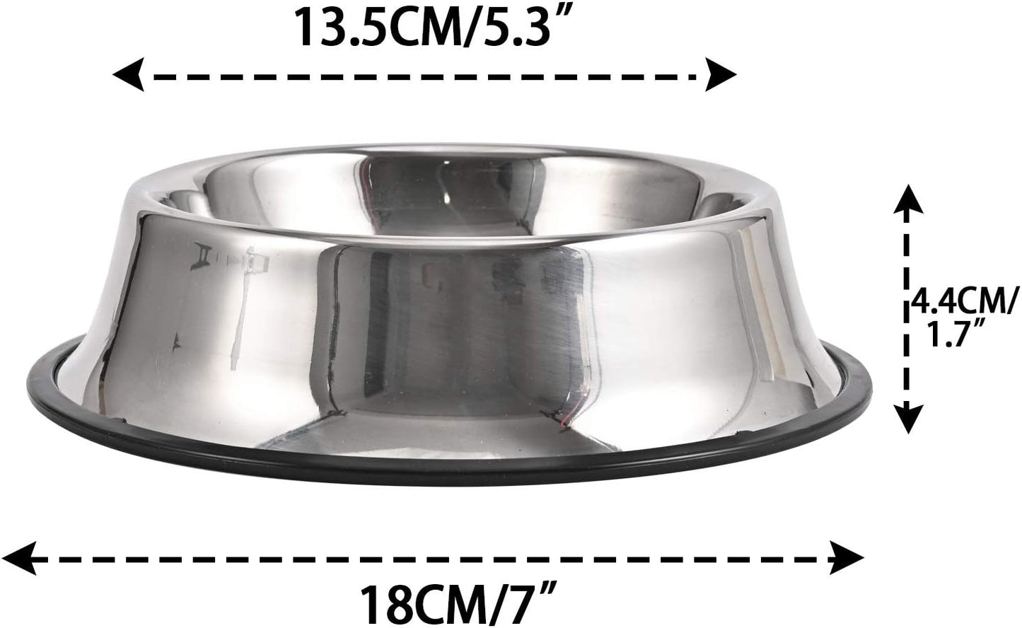 2Packs Stainless Steel Dog Bowl with Anti-Skid Rubber Base for Small/Medium/Large Pet, Perfect Dish, Pets Feeder and Water Choice Puppy Cat Kitten (8oz)