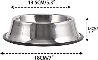 2Packs Stainless Steel Dog Bowl with Anti-Skid Rubber Base for Small/Medium/Large Pet, Perfect Dish, Pets Feeder and Water Choice Puppy Cat Kitten (8oz)