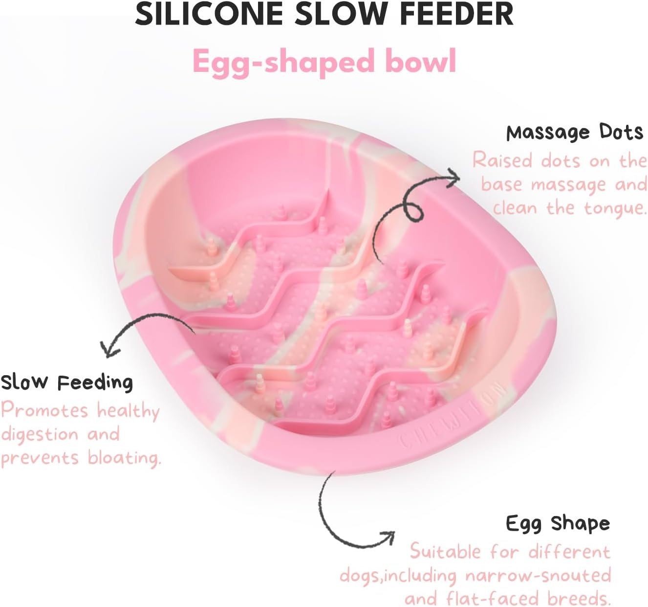 CHEWFFON Interactive Dog & Cat Lick Mat Bowls, BPA-Free Silicone Dog Slow Feeder Bowl with Suction Cups, Non Slip Food Bowl for Dogs and Cats, Reduces Boredom, Dishwasher Safe, Cotton Candy