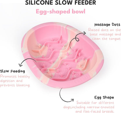 CHEWFFON Interactive Dog & Cat Lick Mat Bowls, BPA-Free Silicone Dog Slow Feeder Bowl with Suction Cups, Non Slip Food Bowl for Dogs and Cats, Reduces Boredom, Dishwasher Safe, Cotton Candy