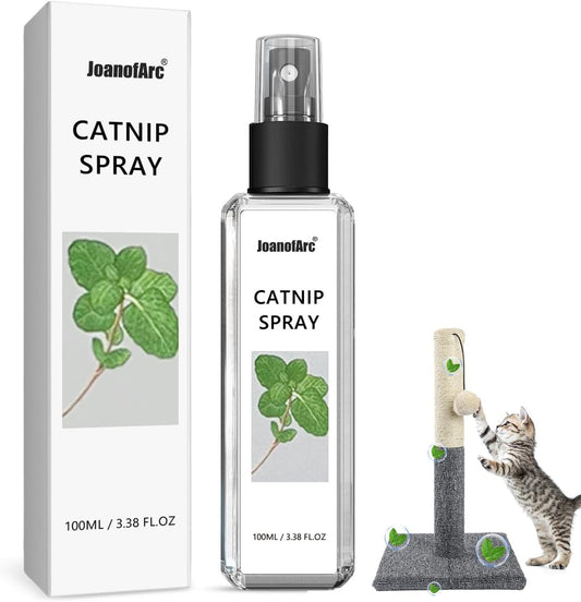 Catnip Spray for Cats, Highly Potent for Energizing Play & Toy Renewal, Calming Stress Relief for Indoor Cats, 100% Natural Dual-Plant Formula for Cats & Kittens, Mess-Free Herbal Formula (100 ml)