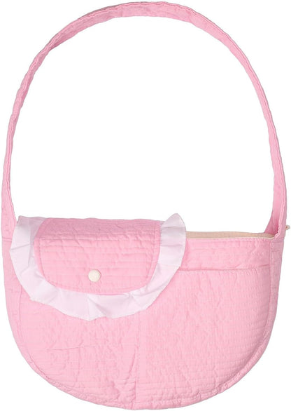 Pet Sling Carrier for Small Dogs and Cats, Cotton Chest Purse with Storage Pocket, Pink, 5-14lbs Capacity, for mom Gifts,Hands-Free Travel (Pink, Large)