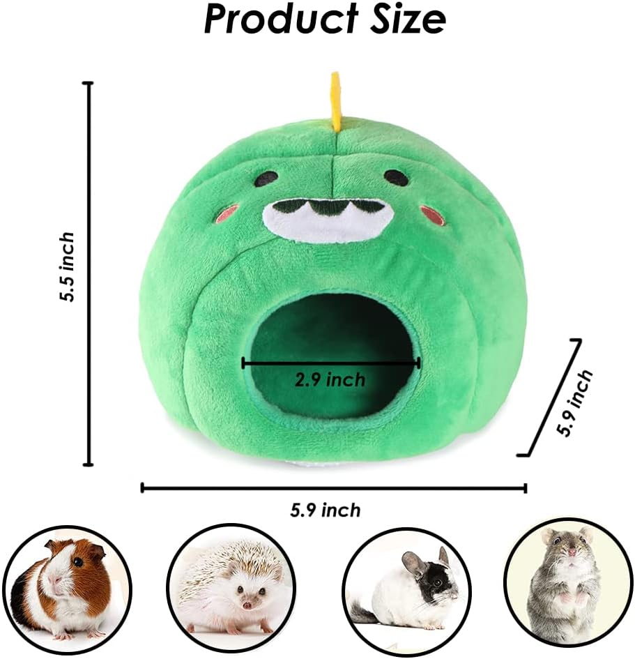 Guinea Pig Cave Bed, Small Animal Washable Cage Accessories Pet Hideout Bed House Anti-Slip for Hamsters,Chinchilla and Hedgehogs (Dinosaur)