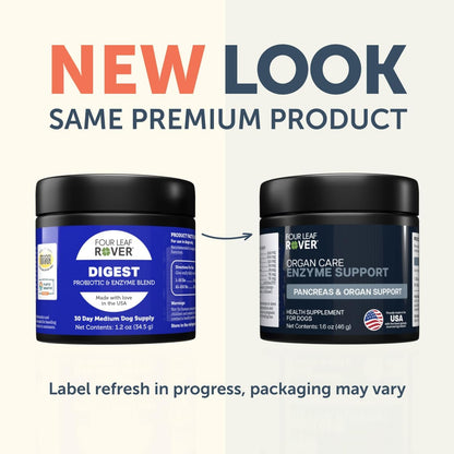 Four Leaf Rover Organ Care - Dog Digestive Support with Digestive Enzymes and Probiotics - Supports a Healthy Liver - Veterinarian Formulated - 30 Day Medium Dog Supply