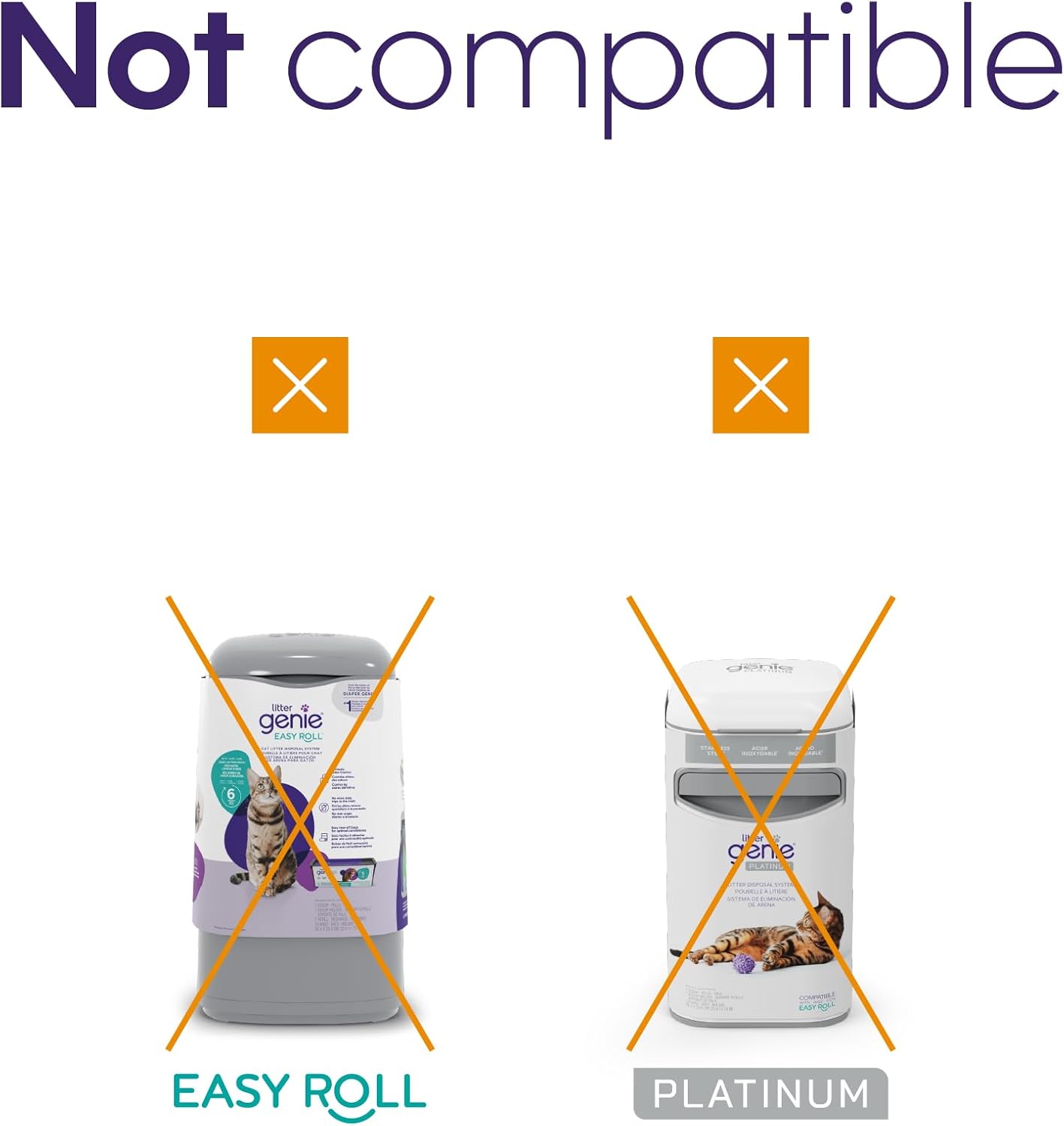 Litter Genie Refill Bags (4-Pack) | Multi-Layers of Odor-Barrier Technology | 1 Square Refill Cartridge Lasts Up to 2 Months Per Cat