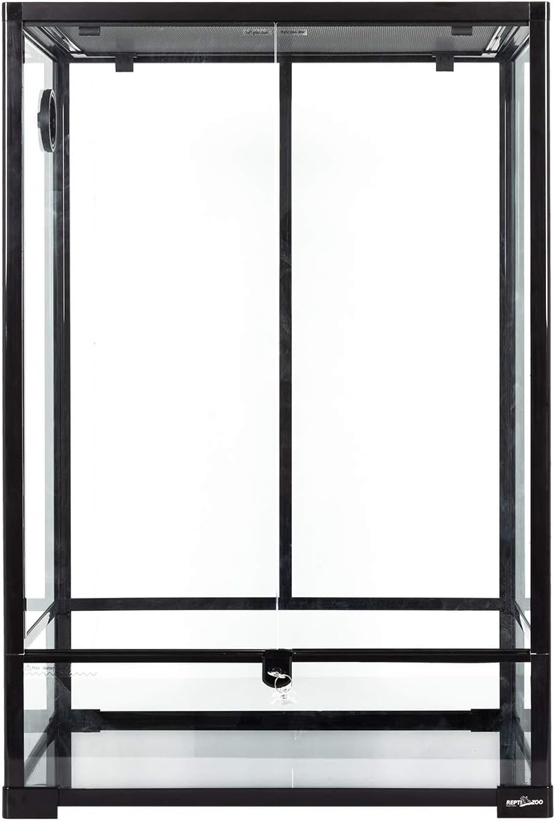 REPTI ZOO 24" x 18" x 36" Reptile Tall Glass Terrarium Rainforest Habitat Double Hinge Door with Screen Ventilation 67 Gallon Reptile Terrarium Easy Assembly