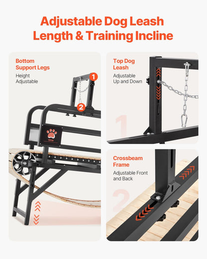 VEVOR Dog Treadmill for Large/Medium Dogs with Brake, Slatmill with 3 Adjustable Ramps, Doggy Pacer to Unleash Joy, Keep Active & Fit, Supports Up to 330 lbs