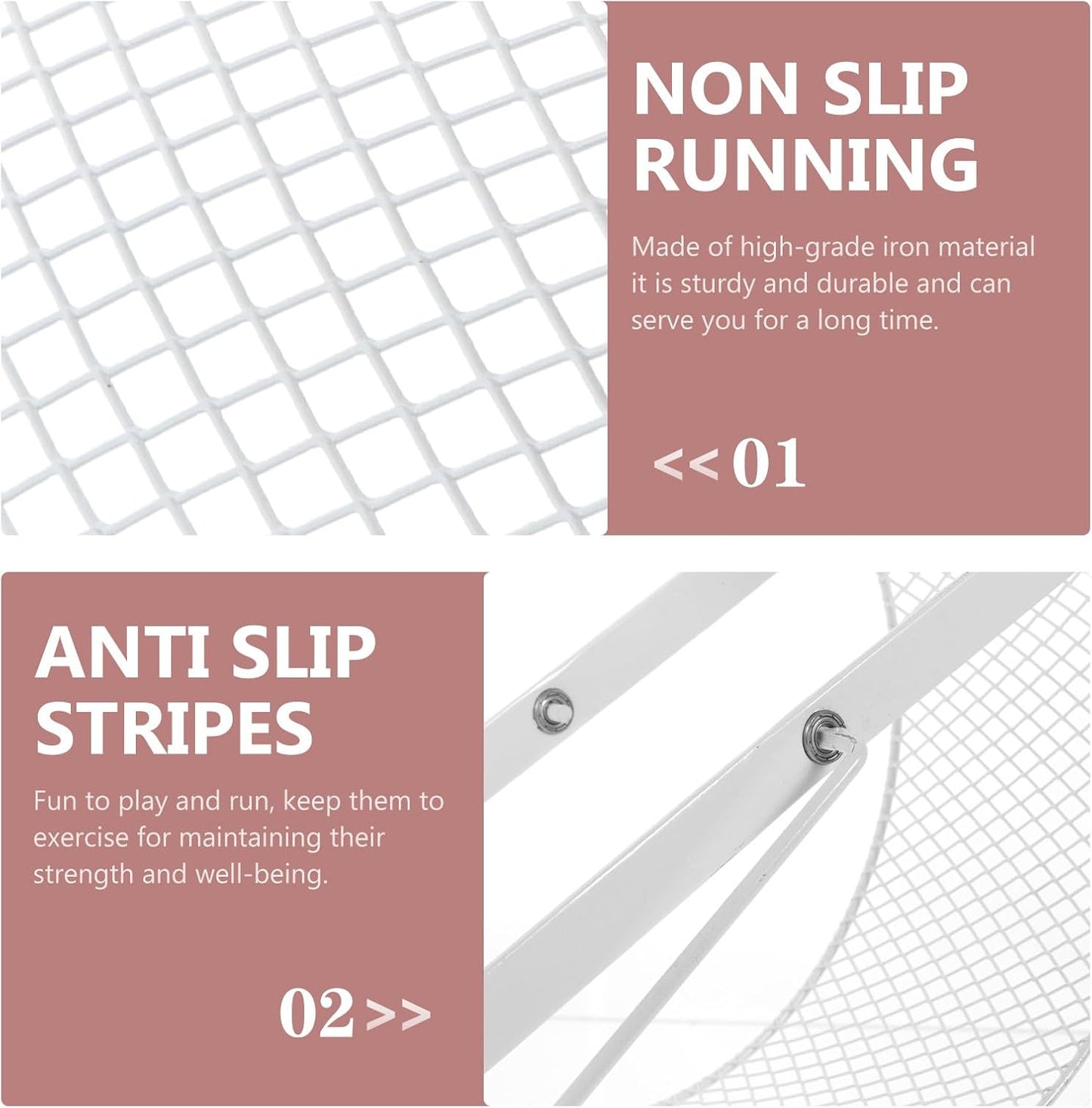 Silent Hamster Exercise Wheel Iron Frame 32Cm, White Small Animal Running for Hedgehogs, Squirrels, Sugar Gliders and Gerbils, Quiet Nail Grinding Plaything for Pets