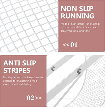 Silent Hamster Exercise Wheel Iron Frame 32Cm, White Small Animal Running for Hedgehogs, Squirrels, Sugar Gliders and Gerbils, Quiet Nail Grinding Plaything for Pets