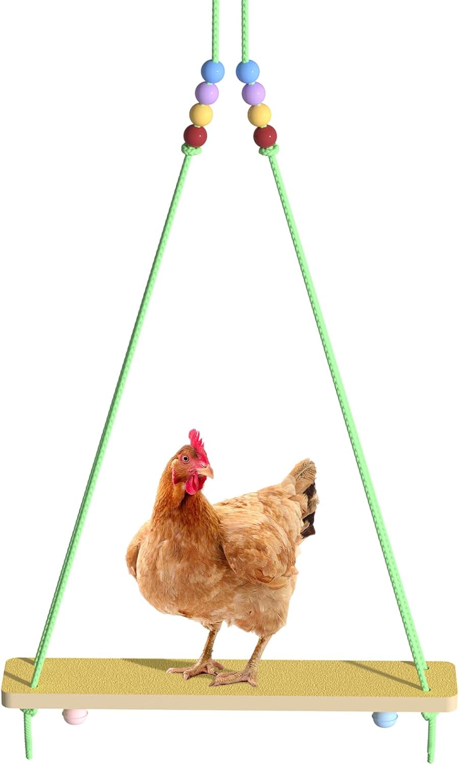 15.7-Inch Wooden Frosted Chicken Swing Perch Toy Natural Handcrafted Chicken Coop Accessory Chicken Enrichment Toy for Hens and Roosters(Yellow)