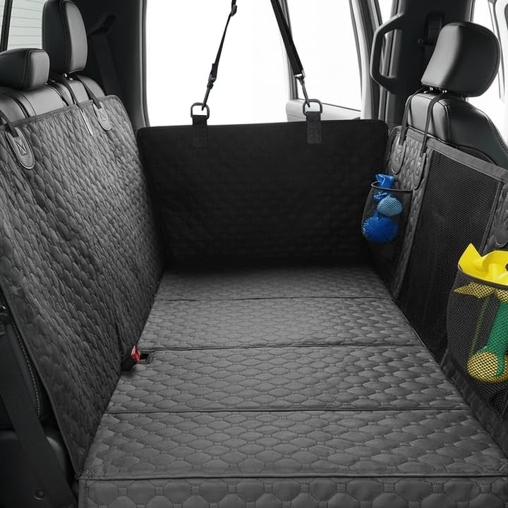 Large Back Seat Extender, Heavy Duty Dog Seat Cover for Back Seat, Waterproof Nonslip Hammock for Car with Side Flap, Scratch Proof Pet Back Seat Covers