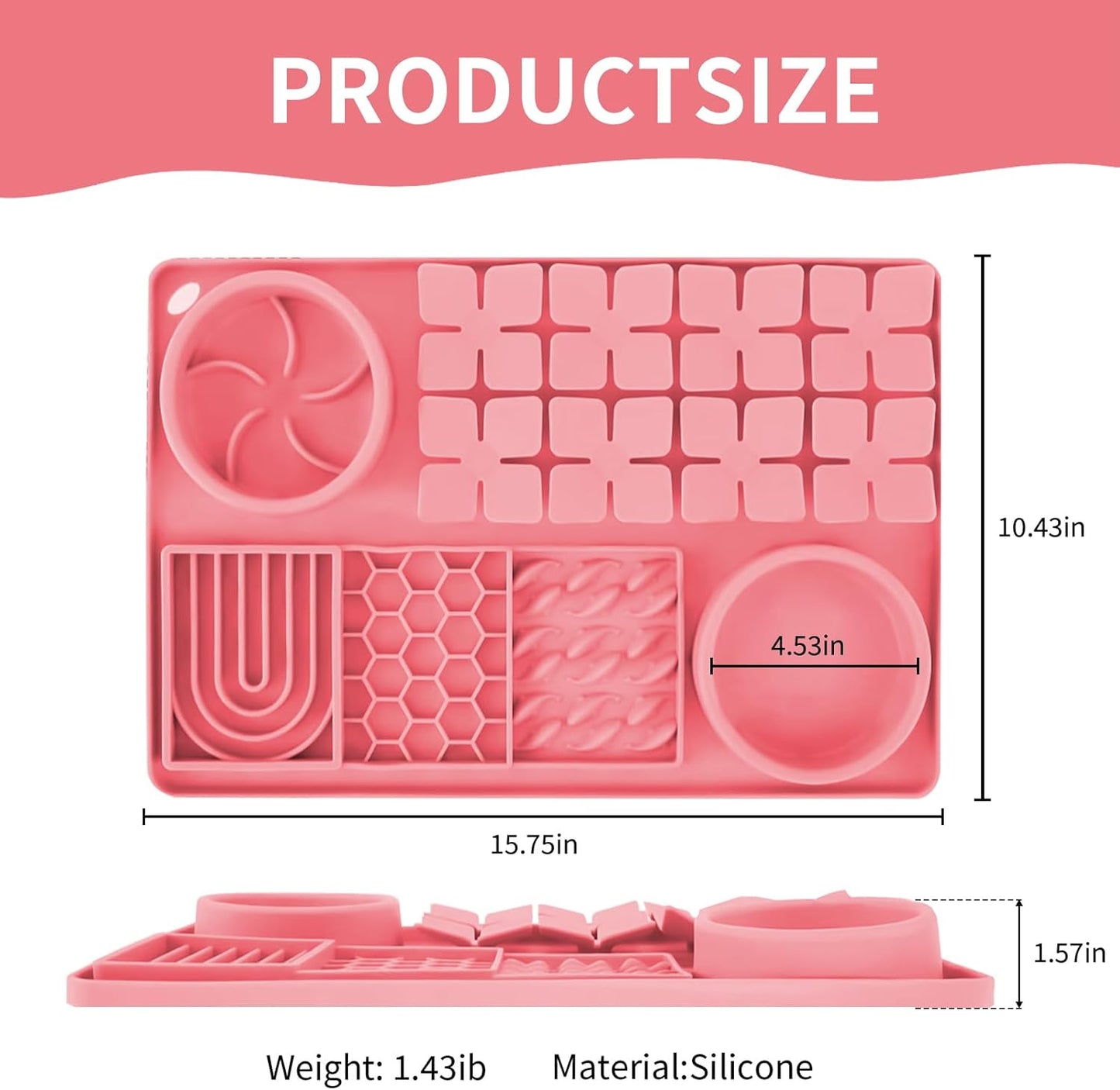 Lick Mat for Dogs with Suction Cups,Silicone Dog Lick Mat,Slow Feeder Bowl,Dog Puzzle Toy,Interactive Sniff Mat for Bored Puppies,Snuffle Mat for Pet Smell Training and Slow Eating