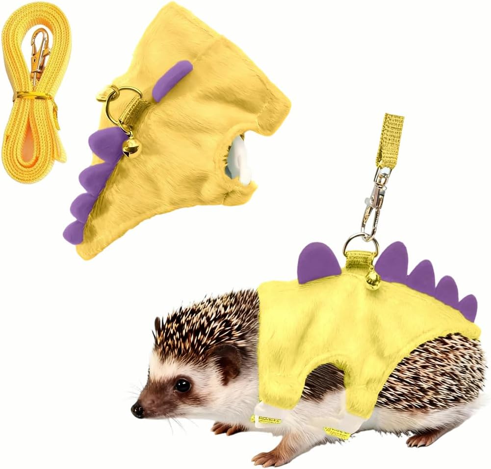 Adjustable Hedgehog Harness and Leash Set - Escape-Proof Small Animals Harness for Hedgehogs, Ferrets, Hamster - Soft, Lightweight & Comfortable (Yellow, M)
